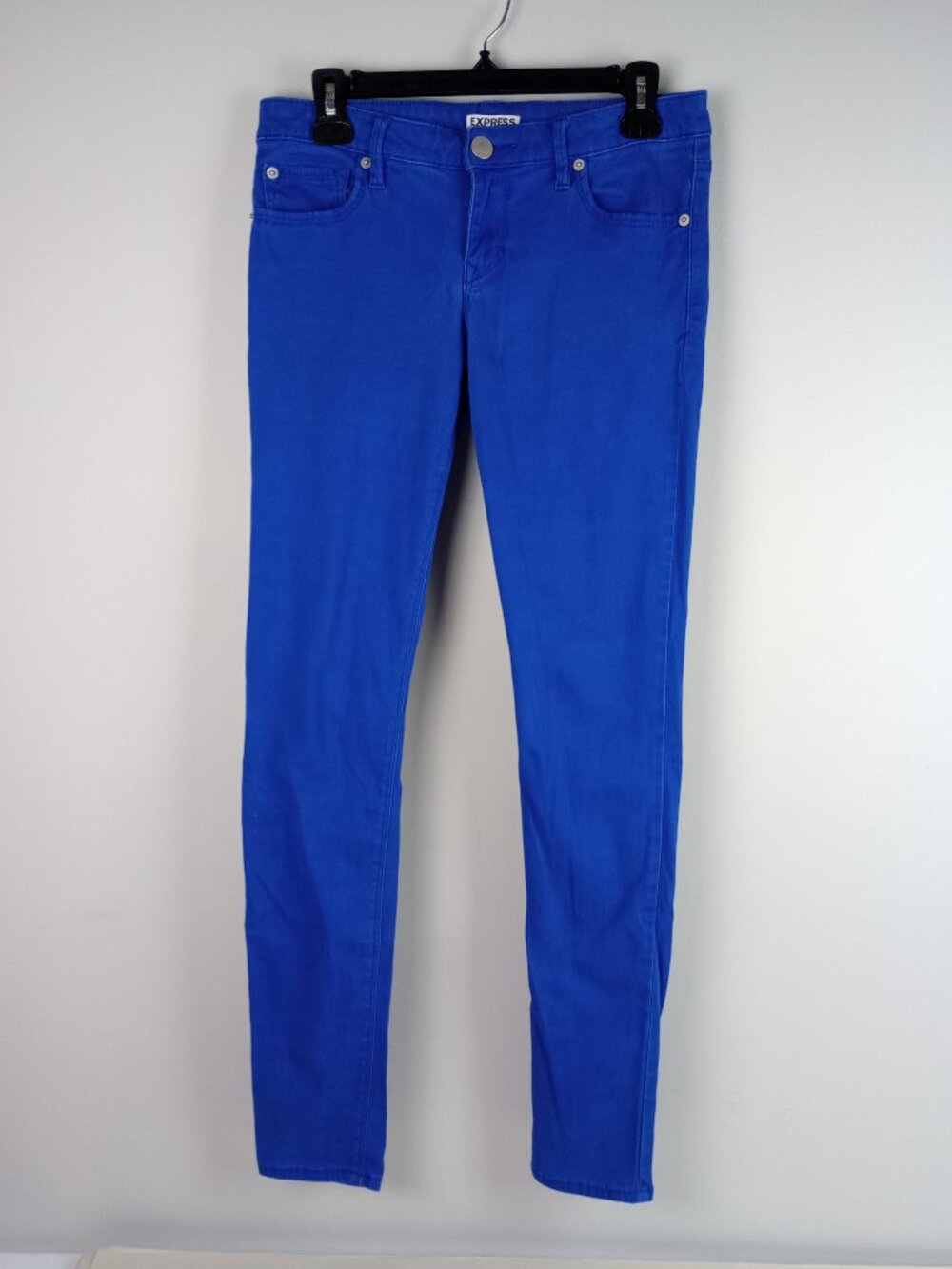 Express Womens 4R Royal Blue Soft Denim Embroidered Pocket Skinny Jeans